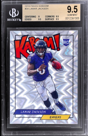 2018 Panini Kaboom Lamar Jackson #34 Rookie RC BGS 9.5 Ravens