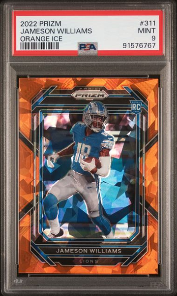 2022 Panini Prizm Orange Ice Jameson Williams #311 Rookie RC PSA 9