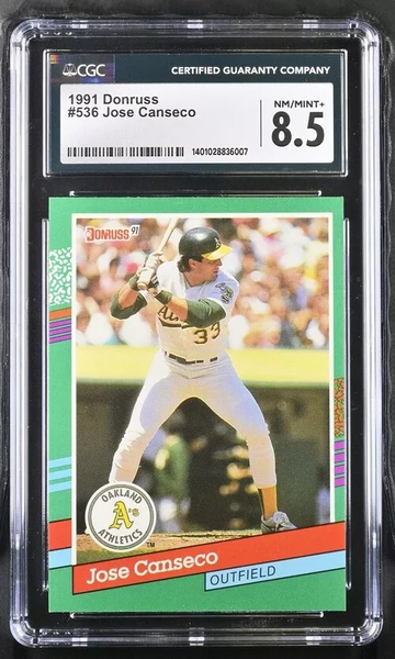 1991 Donruss Jose Canseco #536 CGC 8.5 No Dot Error
