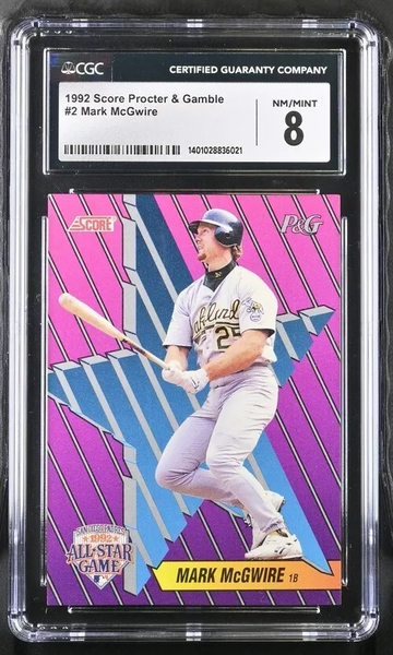 1992 SCORE PROCTER & GAMBLE #2 MARK McGWIRE ATHLETICS CGC 8