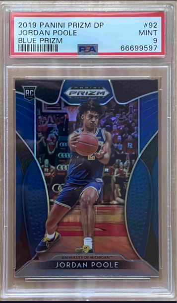 JORDAN POOLE 2019 PANINI PRIZM DRAFT PICKS BLUE PSA 9 ROOKIE #92 RC Wizards
