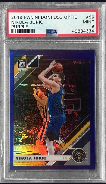 2019 DONRUSS OPTIC PURPLE PRIZM #96 NIKOLA JOVIC NUGGETS PSA 9