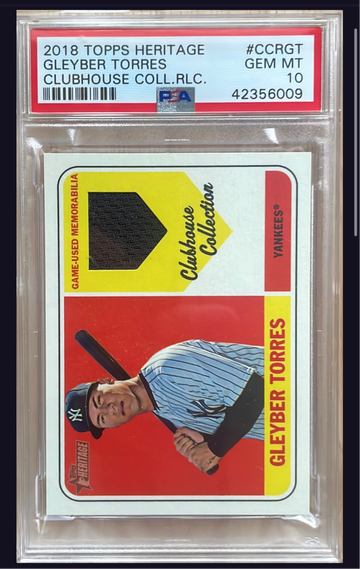 GLEYBER TORRES 2018 TOPPS HERITAGE CLUBHOUSE COLLECTIONS ROOKIE RELIC RC YANKEES