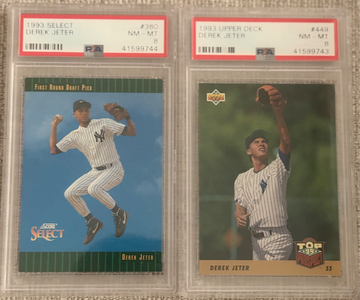 Derek Jeter 2X RC LOT 1993 Select: #360 PSA 8  &  1993 Upper Deck PSA 8 Rookie