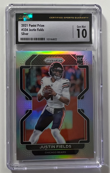 2021 Panini Silver Prizm #334 Justin Fields Chicago Bears RC Rookie CSG 10