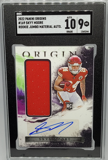 2022 Panini Origins Skyy Moore Rookie Jumbo Material Auto SGC 9