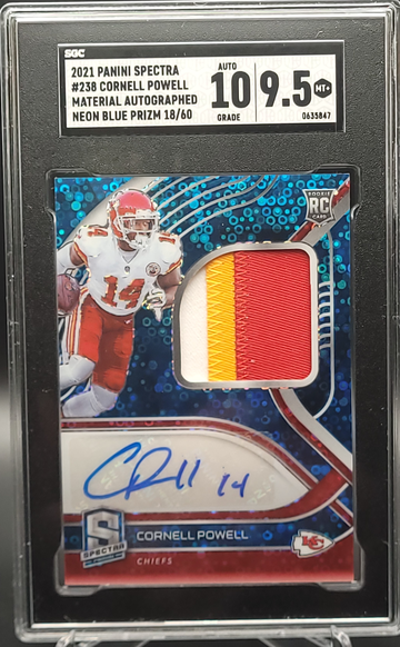 2021 Panini Spectra Cornell Powell RPA Neon Blue Prizm SGC 9.5