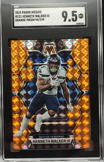 2023 Panini Mosaic Kenneth Walker III Orange Prizm SGC 9.5
