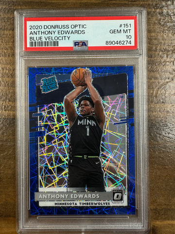 2020 DONRUSS OPTIC ANTHONY EDWARDS BLUE VELOCITY PSA 10