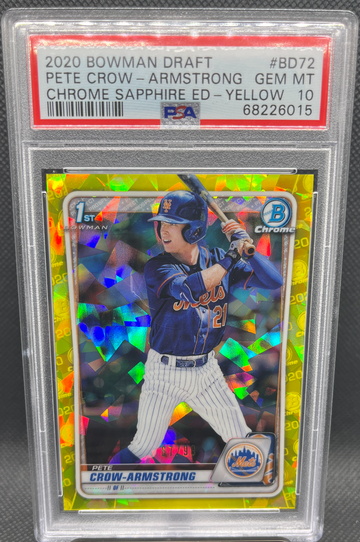 2020 Bowman Draft Chrome Sapphire BD-72 Pete Crow-Armstrong Yellow PSA 10