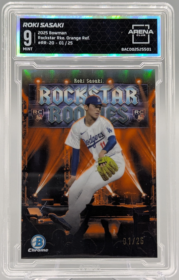 2025 Bowman Chrome Rockstar Orange Ref. #RR-20 Roki Sasaki RC #/25