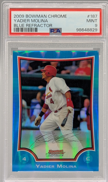 2009 Bowman Chrome Blue Refractor #187 Yadier Molina 