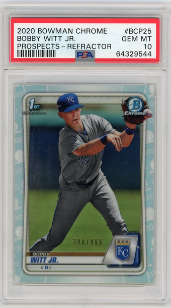 2020 Bowman Chrome Bobby Witt Jr Refractor /499 PSA 10 #BCP25
