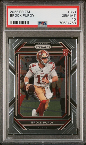 2022 Brock Purdy Panini Prizm Rookie PSA 10 Gem Mint San Francisco 49ers RC Card #353