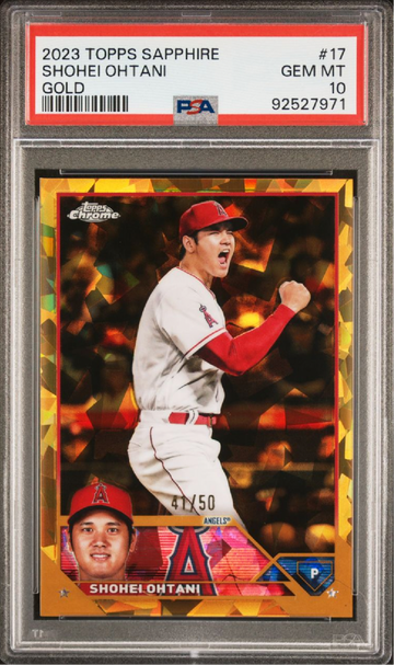 2023 Topps Chrome Sapphire Shohei Ohtani Gold /50 #17 PSA 10 SSP Los Angeles Dodgers Angels RARE