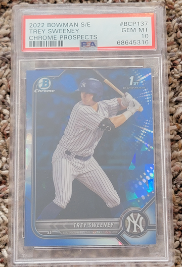 2022 Bowman Sapphire Trey Sweeney Chrome Prospects PSA 10