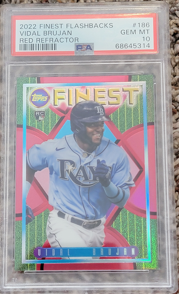 2022 Finest Flashbacks Vidal Brujan Red Refractor /5 PSA 10