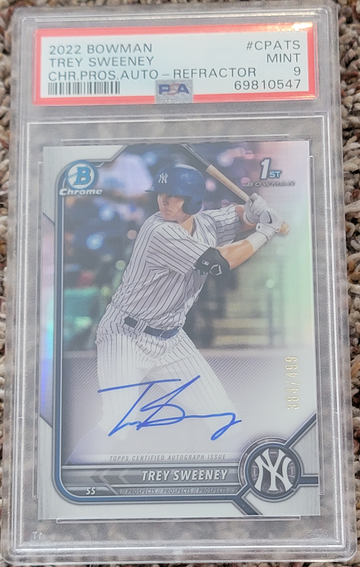 2022 Bowman Trey Sweeney Chrome Prospect Auto Refractor PSA 9