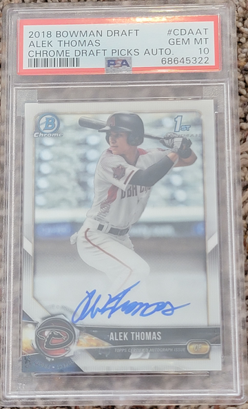 2018 Bowman Draft Alek Thomas Chrome Draft Picks Auto PSA 10