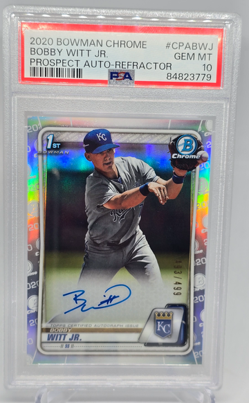 2020 Bowman Chrome Bobby Witt Jr Prospect Auto Refractor PSA 10