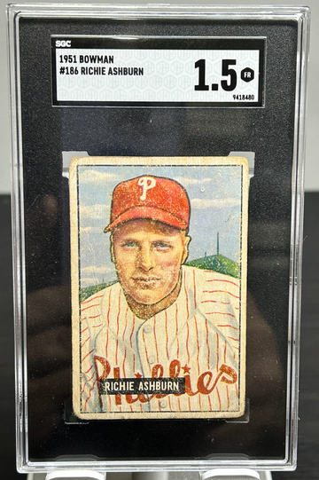 1951 Bowman #186 - Richie Ashburn - Philadelphia Phillies - SGC 1.5