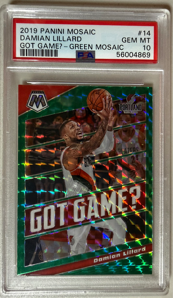 2019 PANINI MOSAIC #14 DAMIAN LILLARD-GOT GAME?-GREEN MOSAIC-GEM MINT 