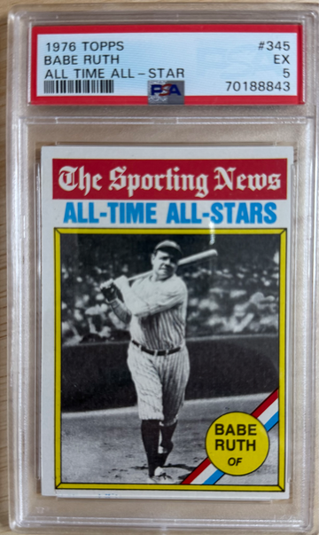 1976 TOPPS #345 BABE RUTH ALL TIME ALL-STAR EX