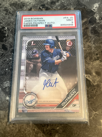 2019 Bowman James Outman Paper Prospect Auto PSA 9