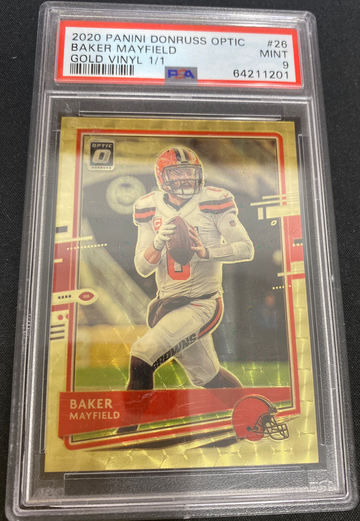 2020 Panini Donruss Optic Baker Mayfield Gold Vinyl Prizm PSA 9