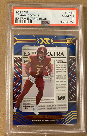 2022 XR Jahan Dotson Rookie Extra Extra Blue Parallel PSA 10 Gem Mint