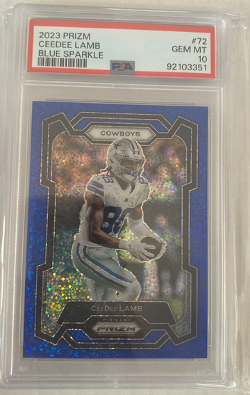 2023 Prizm Redemption Pack CeeDee Lamb Blue Sparkle PSA 10 Gem Mint