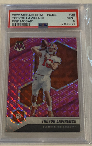 2022 Mosaic Draft Trevor Lawrence Pink Mosaic Prizm    PSA 9