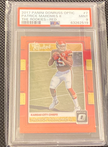 2017 Donruss Optic Patrick Mahomes The Rookies Red Prizm   PSA 9