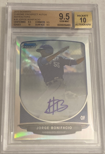 2013 Bowman Chrome Jorge Bonifacio Prospect On Card Auto Refractor BGS 9.5 