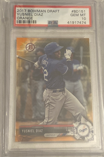 2017 Bowman Draft Yusniel Diaz Prospect Orange Parallel    PSA 10
