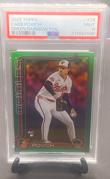 2025 Topps Cade Povich Rookie Green Rainbow Foil Parallel      PSA 9 