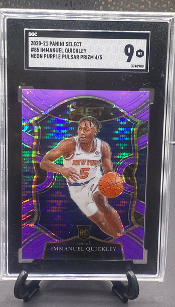 2020-21 Select Immanuel Quickley Rookie Concourse Neon Purple Pulsar    SGC 9