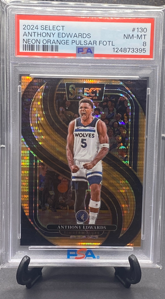 2024 Select Anthony Edwards Premier Level Neon Orange Pulsar Prizm  PSA 8