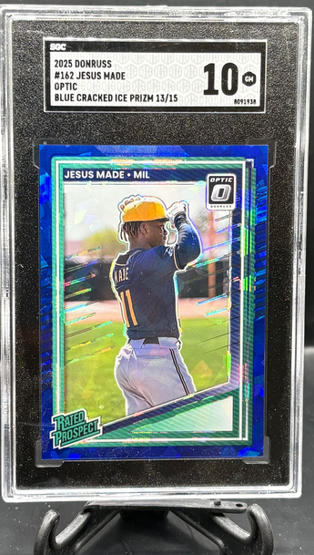 2025 Donruss Optic Jesus Made Rated Prospect Blue Cracked Ice   SGC 10