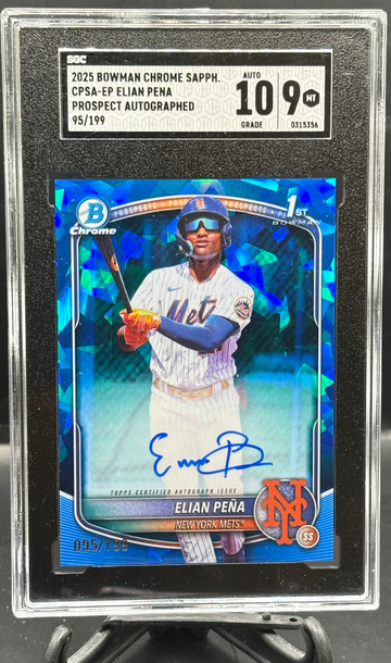 2025 Bowman Chrome Sapphire Elian Pena 1st On Card Auto SGC 9