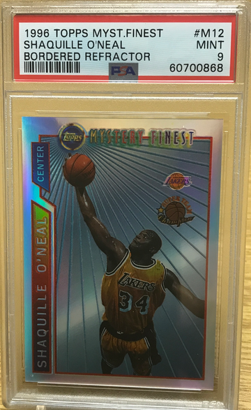 1996-97 Topps Mystery Finest REFRACTOR Shaquille O’neal PSA 9 MINT Bordered #M12 HOF