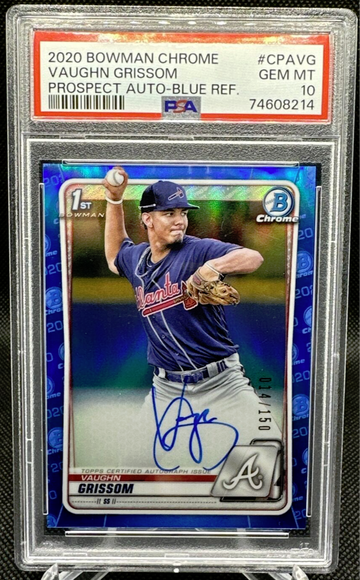 2020 BOWMAN CHROME VAUGHN GRISSOM 1ST BLUE REFRACTOR RC AUTO PSA 10 RED SOX