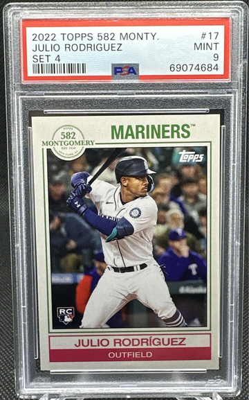 2022 Topps 582 MONTGOMERY CLUB SET 4 JULIO RODRIGUEZ RC PSA 9 MARINERS!