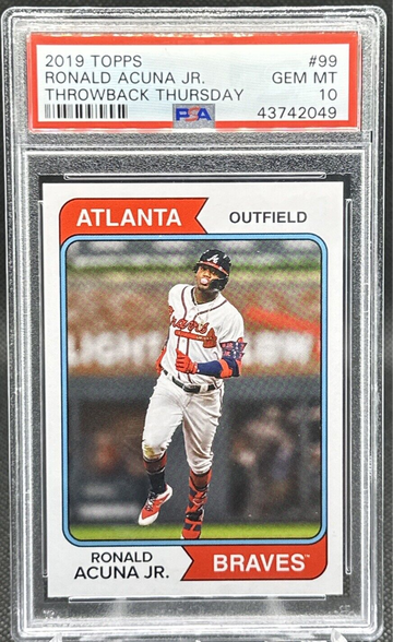 2019 Topps THROWBACK THURSDAY TBT RONALD ACUNA JR PSA 10! BRAVES! POP 47!