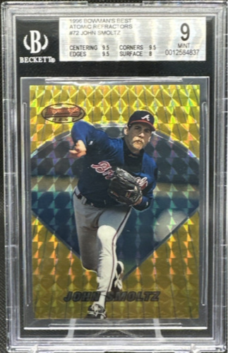 1996 Bowman’s Best ATOMIC REFRACTOR JOHN SMOLTZ #72 BGS 9 MINT BRAVES HOF!