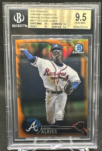 2016 Bowman Chrome Ozzie Albies ORANGE REFRACTOR /25 RC BGS 9.5 w/ (2) 10 subs