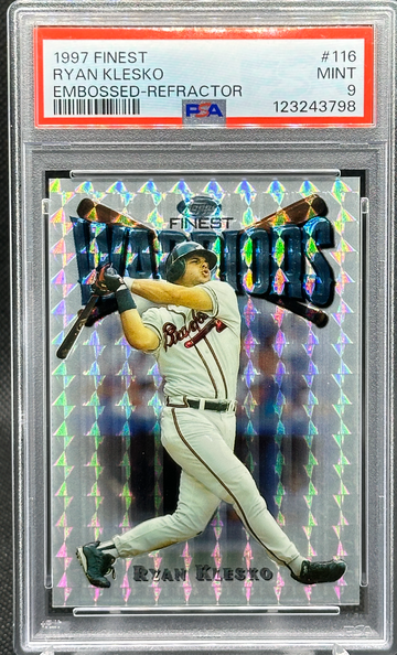 RARE 1997 Finest SILVER EMBOSSED REFRACTOR SSP Ryan Klesko #116 PSA 9 BRAVES!