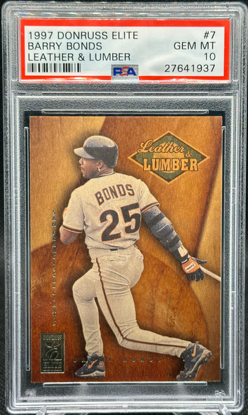 1997 Donruss Elite LEATHER & LUMBER Barry Bonds 247/500 PSA 10 GEM MINT
