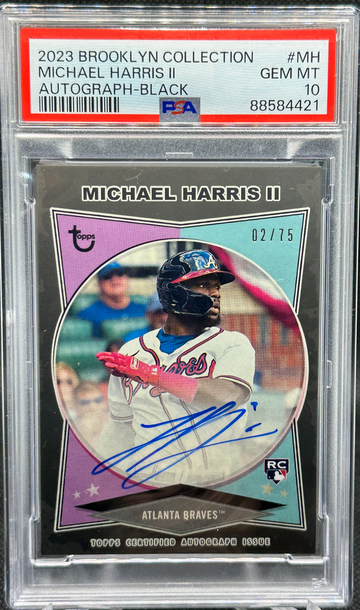 2023 Topps Brooklyn Collection BLACK AUTO RC SP Michael Harris II 02/75 PSA 10