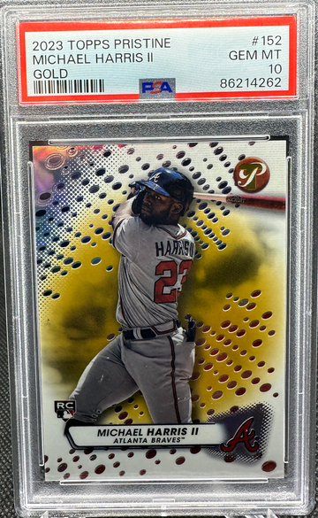 2023 Topps Pristine GOLD REFRACTOR SP Michael Harris #152 30/50 PSA 10 BRAVES!